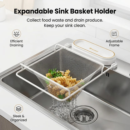 Food Grade PP Sink Strainer Basket Rack With Foldable Space Saving Design