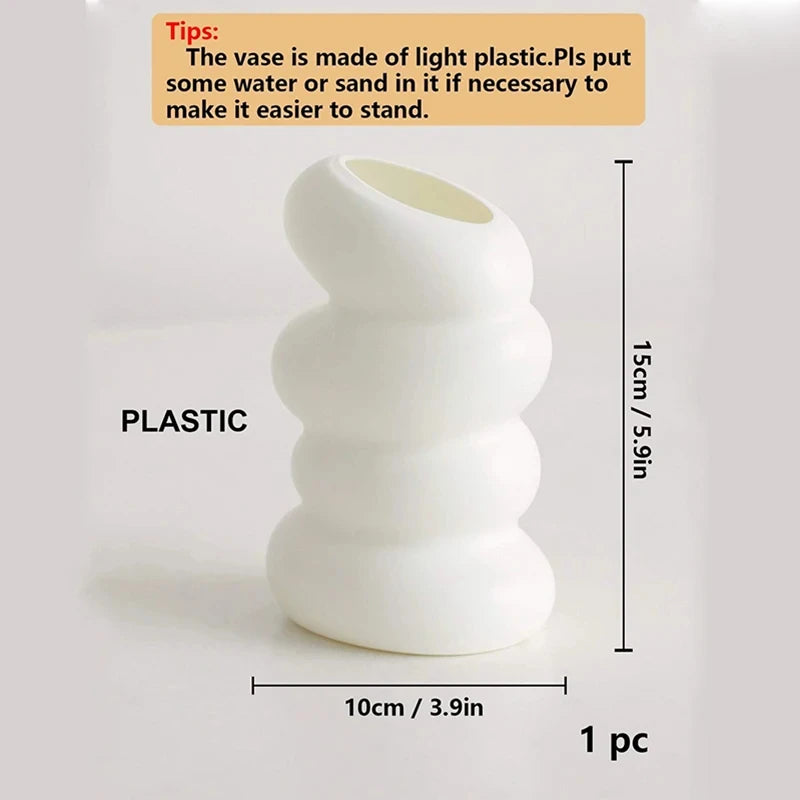 Plastic Spiral White Vase Nordic Flower Arrangement Container