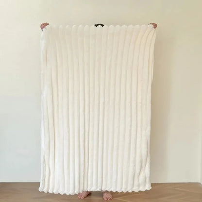 1pc Throw Blanket for Bed - 250GSM Soft & Warm Fluffy Blanket, Decorative Striped Blankets for Winter  Nap / Sleep