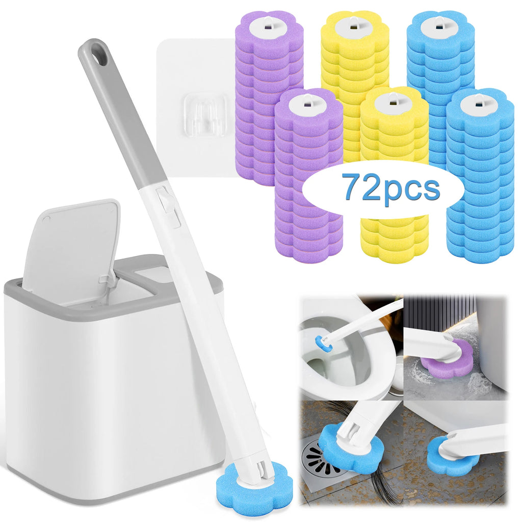 Toilet Brush and Holder Set with Disposable Refills