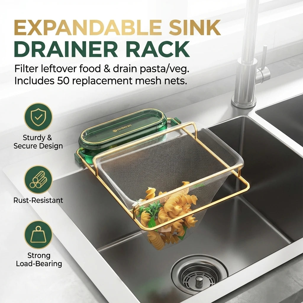 Food Grade PP Sink Strainer Basket Rack With Foldable Space Saving Design
