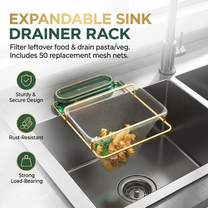 Food Grade PP Sink Strainer Basket Rack With Foldable Space Saving Design
