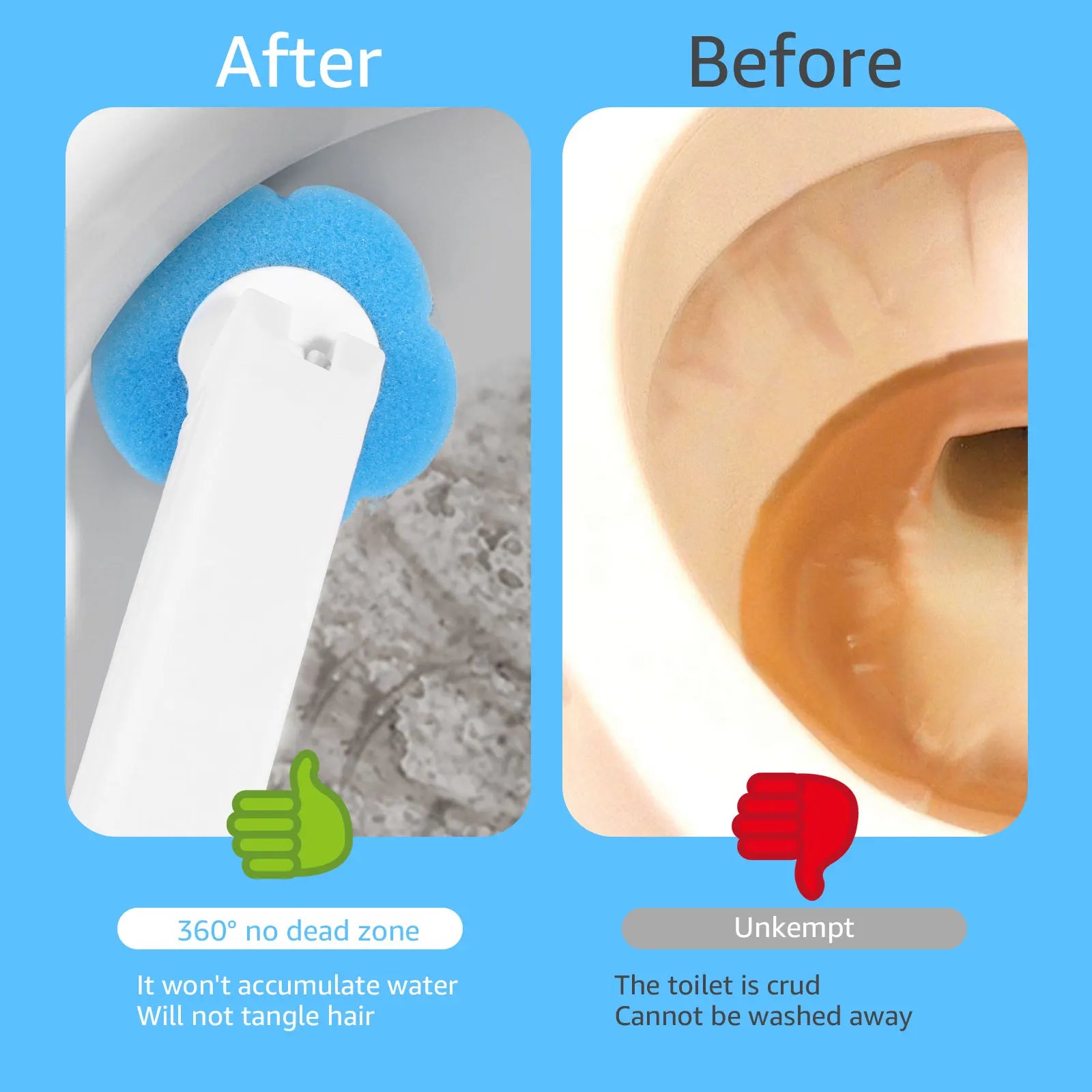 Toilet Brush and Holder Set with Disposable Refills