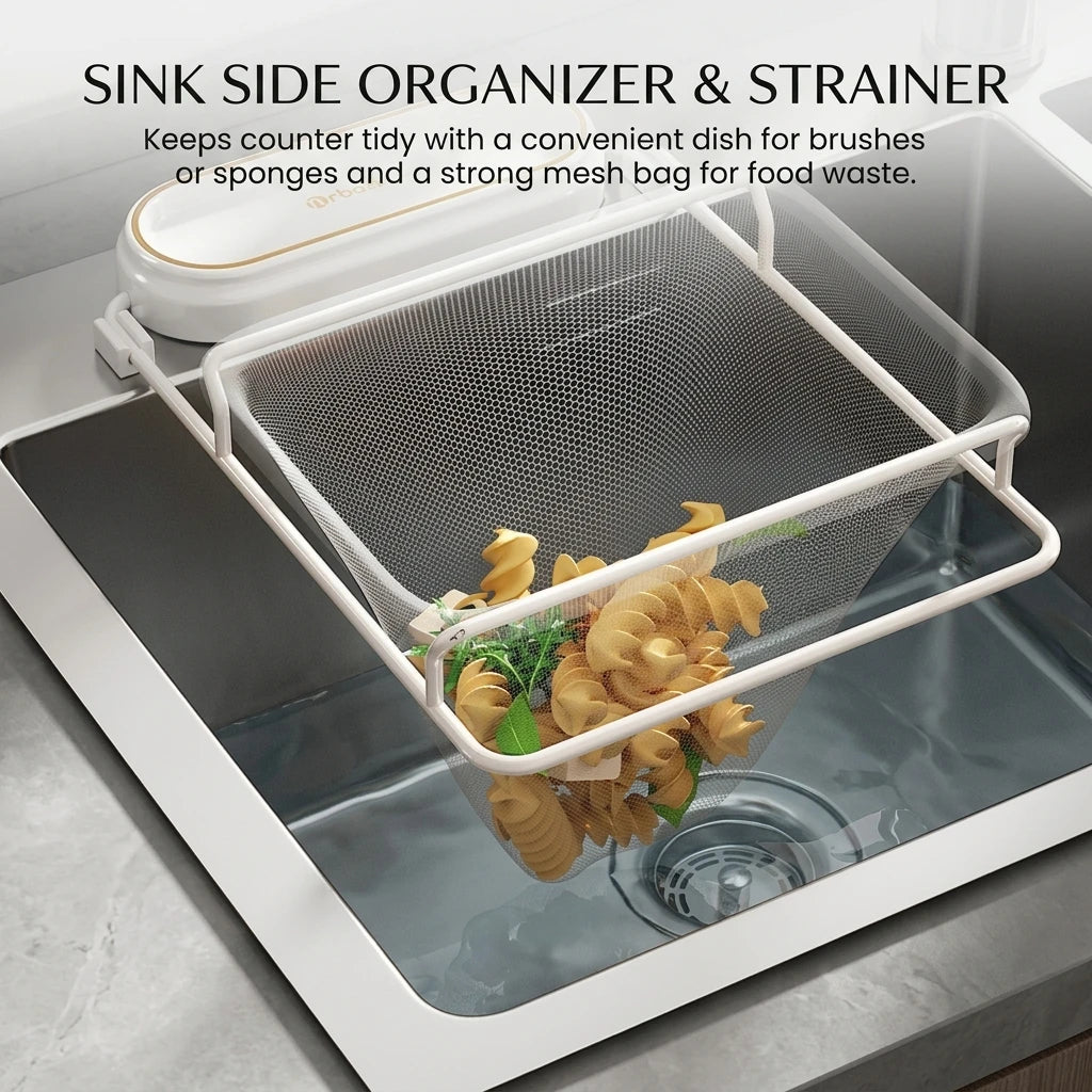 Food Grade PP Sink Strainer Basket Rack With Foldable Space Saving Design
