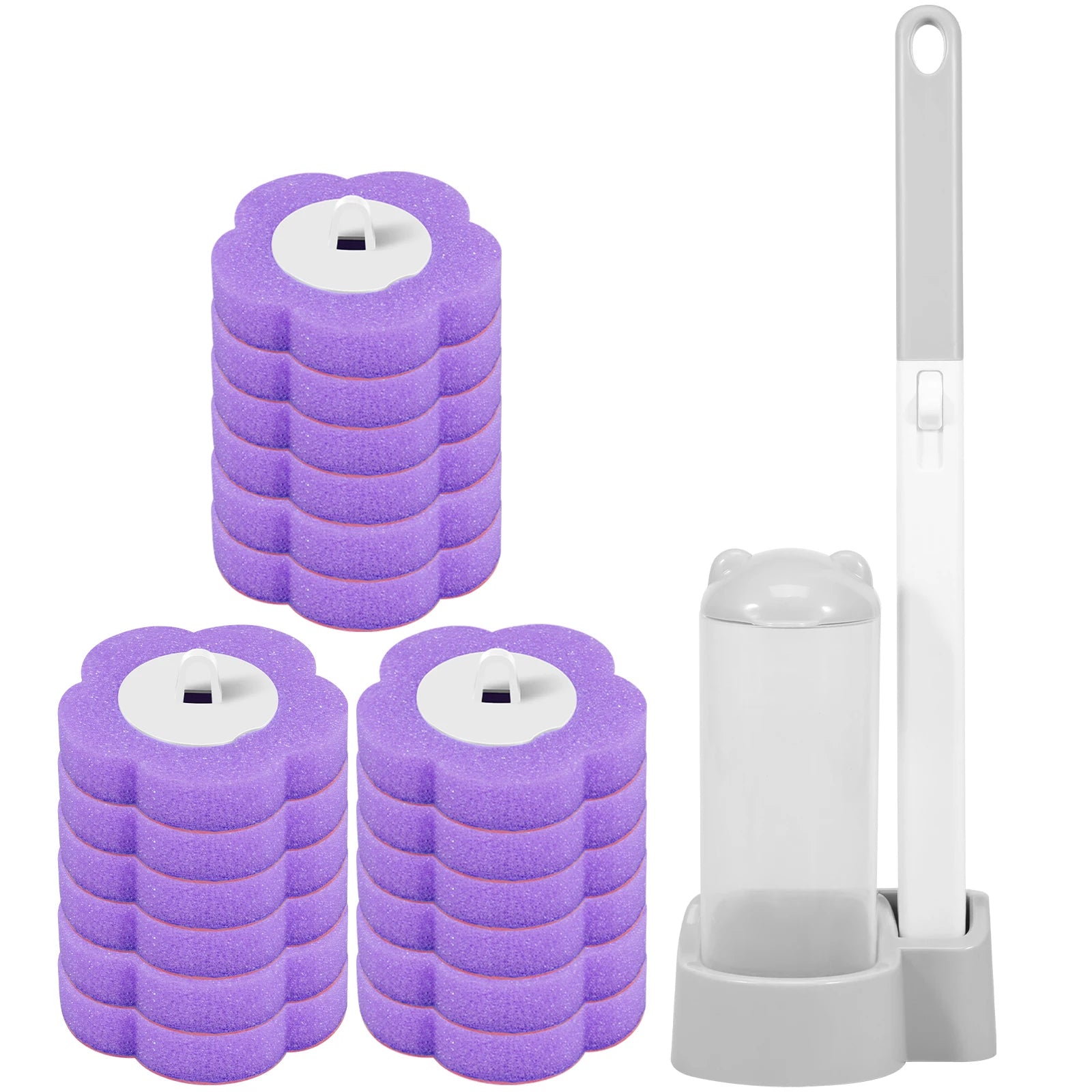 Toilet Brush and Holder Set with Disposable Refills