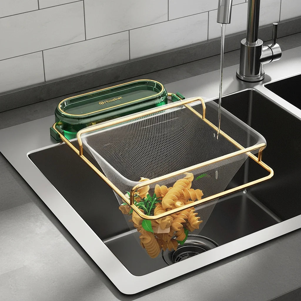 Food Grade PP Sink Strainer Basket Rack With Foldable Space Saving Design