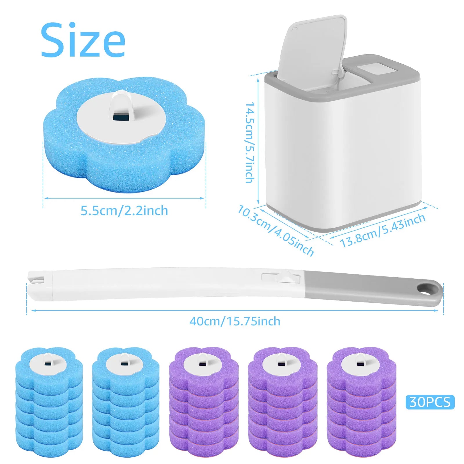 Toilet Brush and Holder Set with Disposable Refills