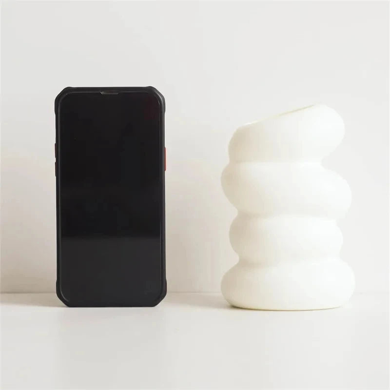 Plastic Spiral White Vase Nordic Flower Arrangement Container