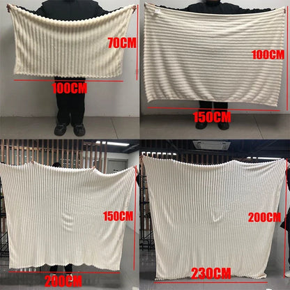 1pc Throw Blanket for Bed - 250GSM Soft & Warm Fluffy Blanket, Decorative Striped Blankets for Winter  Nap / Sleep