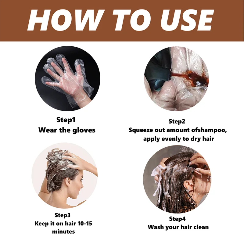 YUITIKUE Chestnut Brown Hair Dye Shampoo | 7-in-1 Natural Formula, 15-Minute Fast Dye, Gray Coverage 100ml