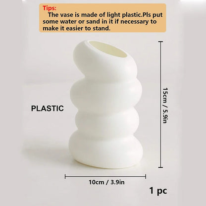 Plastic Spiral White Vase Nordic Flower Arrangement Container