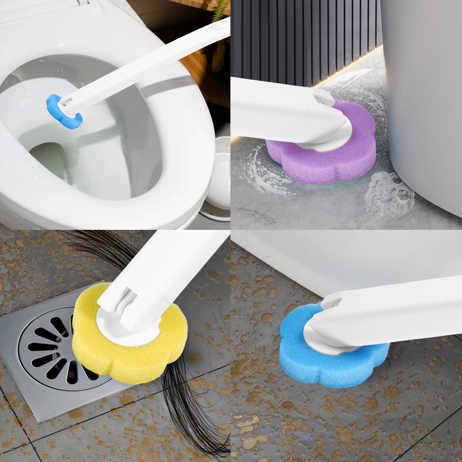 Toilet Brush and Holder Set with Disposable Refills