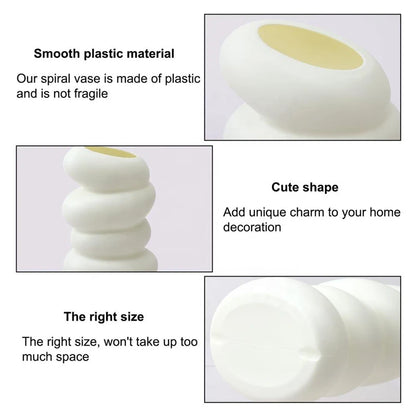Plastic Spiral White Vase Nordic Flower Arrangement Container