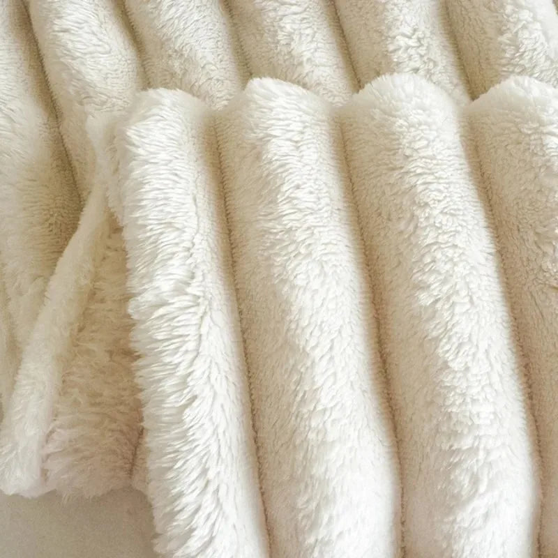 1pc Throw Blanket for Bed - 250GSM Soft & Warm Fluffy Blanket, Decorative Striped Blankets for Winter  Nap / Sleep