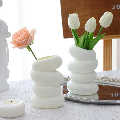 Plastic Spiral White Vase Nordic Flower Arrangement Container